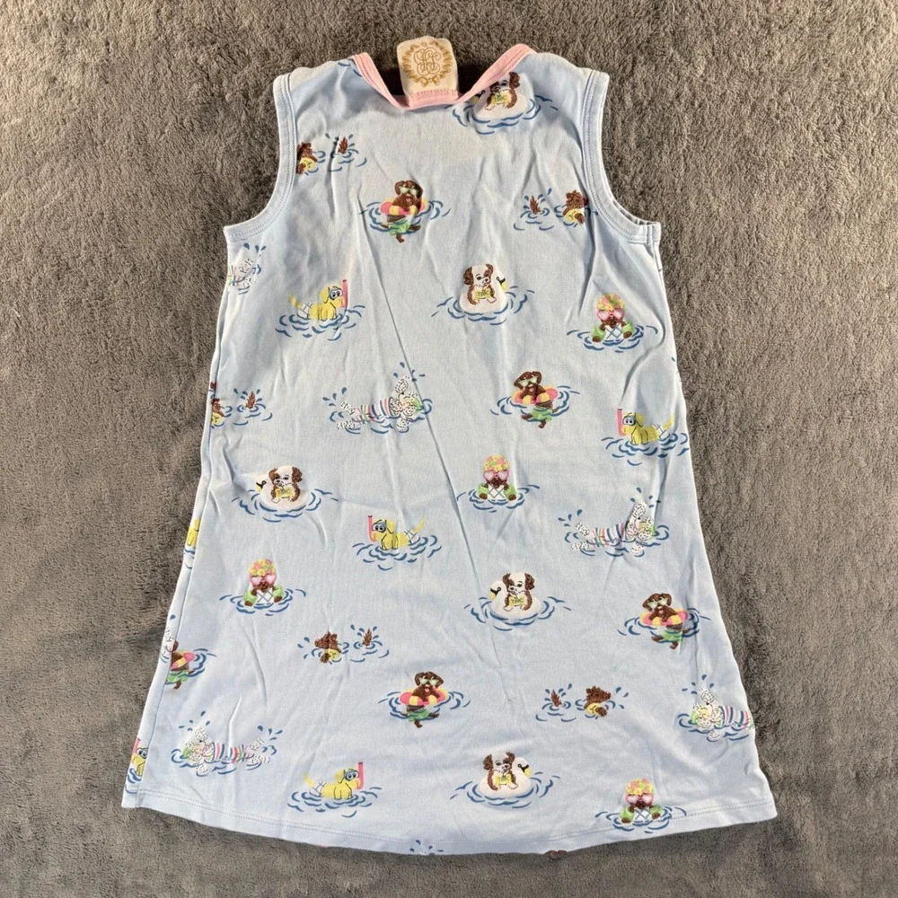 Beaufort Bonnet Sleeveless Polly Play Dress Girls 6 Blue Good Doggy Paddle Print